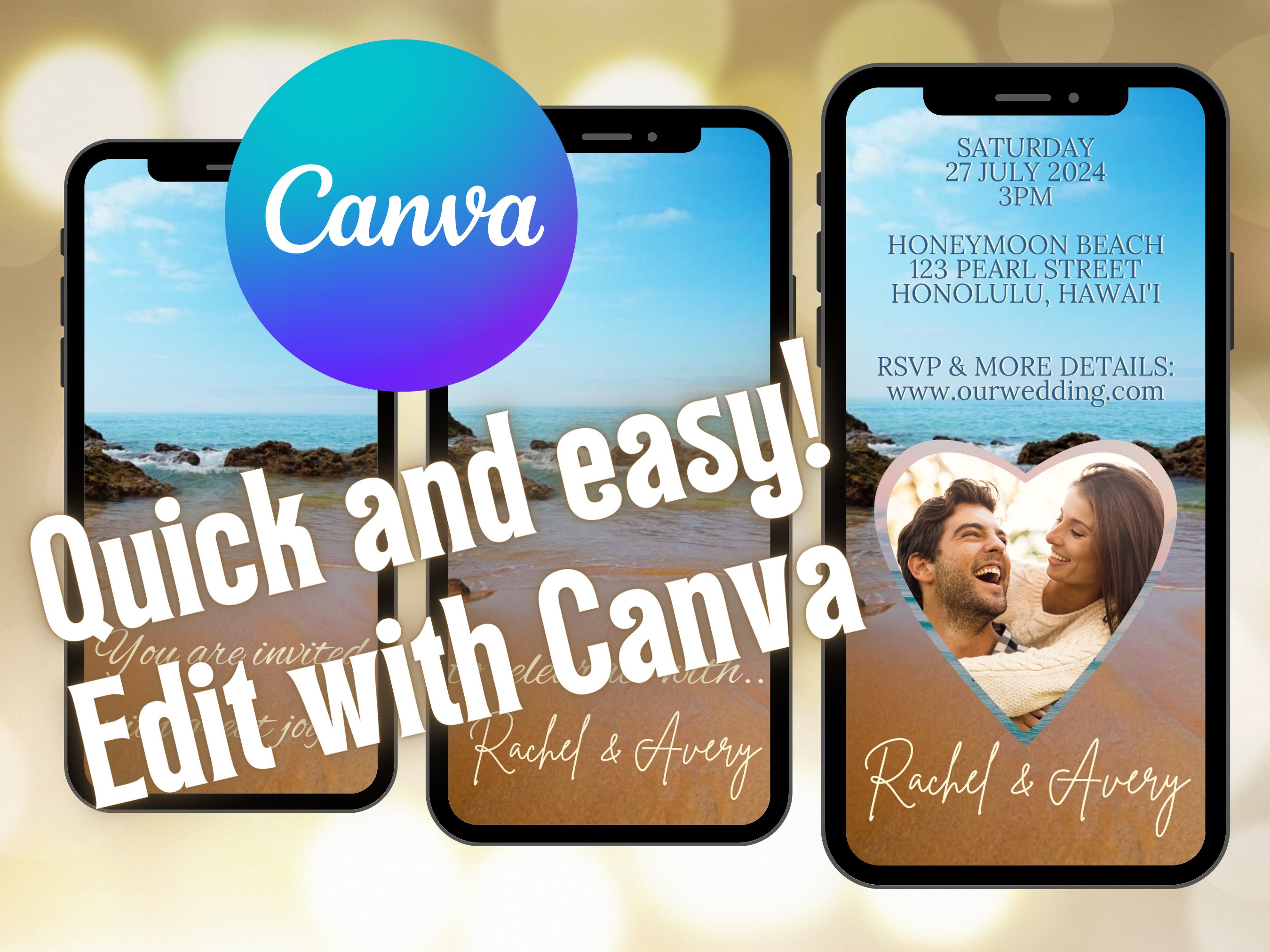 Wedding Invitation Video Template Personalize for Save the Date and