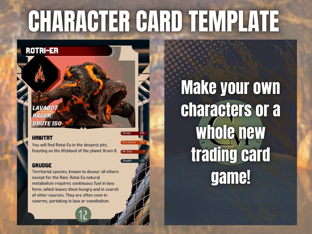 Custom TCG Character Card Template Editable and Printable Etsy Custom TCG Character Card Template Editable and Printable Etsy
