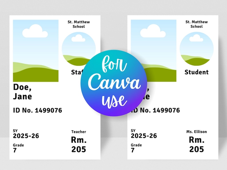 Editable ID Card Template | DIY Printable Badge for Students, Faculty ...