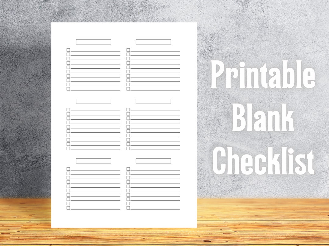 Plain Checklist.pdf Printable Blank Checklist, Task Planning, A4 and 8.5x11 (PDF Download ...