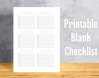Printable Blank Checklist, Task Planning, A4 and 8.5x11 (PDF Download)