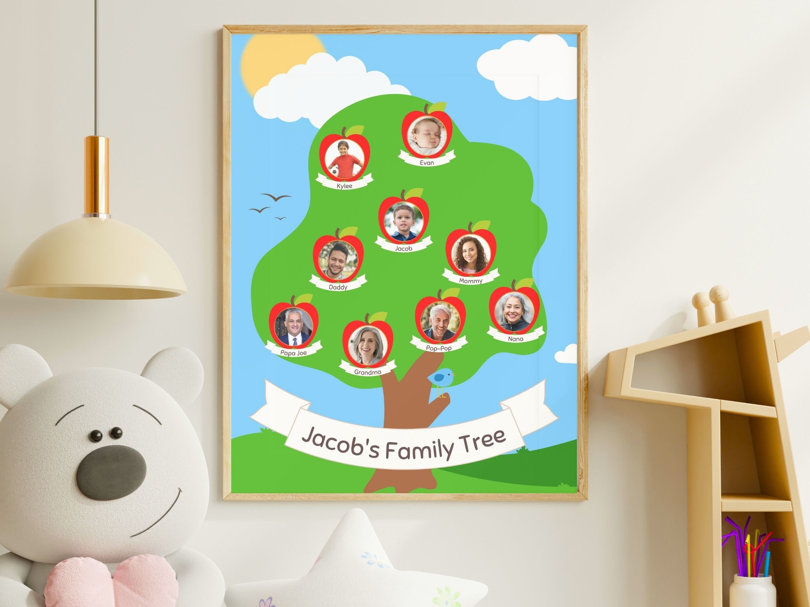 Kids' Family Apple Tree Template for Printable Children's Decor and ...
