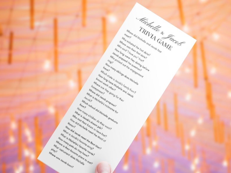 Wedding Trivia Game Template | Personalized Bridal Shower (digital ...