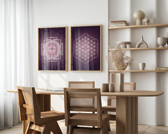 Sri Yantra Flower of Life Druck | Heilige Geometrie Wandkunst | Sri Yantra Wand Kunst | Spirituelle Kunst Dekor | Sri Yantra Mandala |