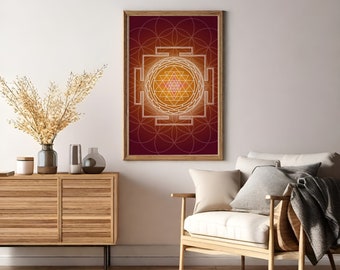 Sri Yantra Print | Sacred Geometry Wall Art | Sri Yantra Wall Art | Spiritual Art Decor | Sri Yantra Mandala | Digital Download
