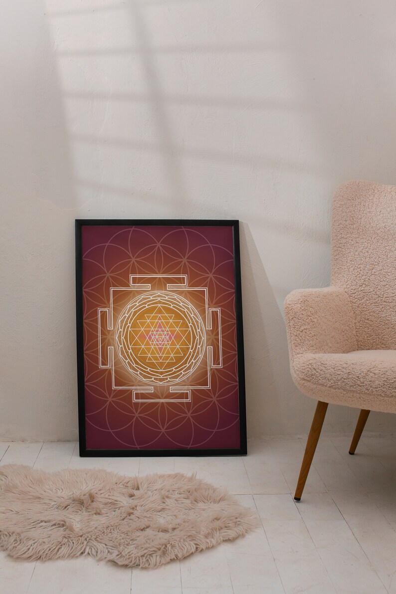 Sri Yantra Print | Sacred Geometry Wall Art | Sri Yantra Wall Art ...