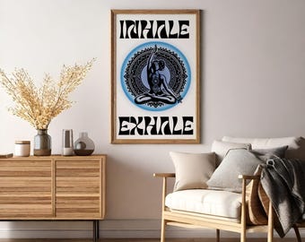 Affiche Inspirez Expirez | Peinture murale de pleine conscience | Art de la respiration du yoga | Décoration de méditation minimaliste | Art mural apaisant | Téléchargement numérique