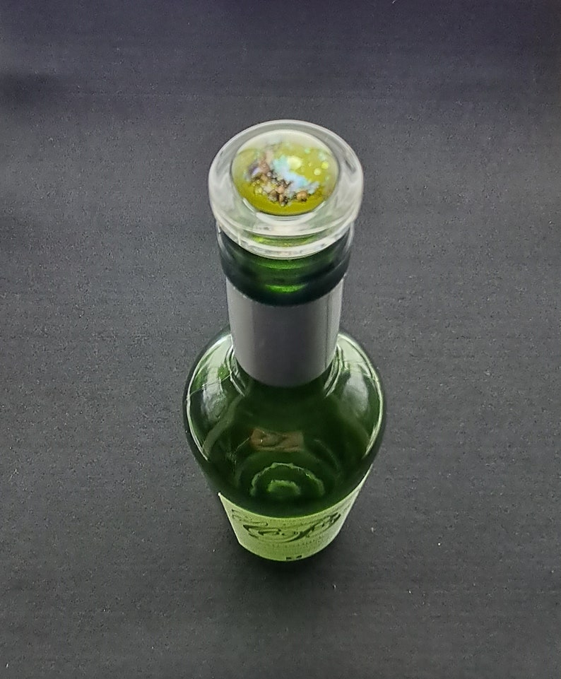 Glass bottle stopper with hand-painted cabochon unique copy image 4