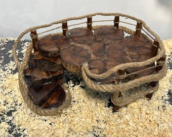 Decoración de hábitat de cueva de escondites de reptiles de madera hecha a mano para terrario de tanque de tortugas de sapo, lagartos leopardo Gecko, accesorios para tanques de reptiles