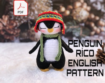 Amigurumi Pattern Penguin Rico Crochet Gifts Plush Printable PDF Tutorial English
