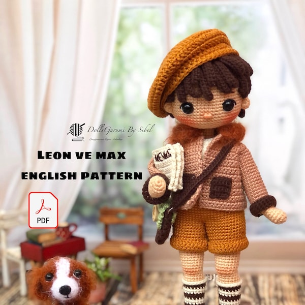 Patron Amigurumi LEON Doll Crochet Gifts Tutoriel PDF imprimable en peluche Anglais