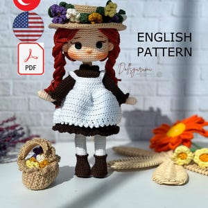Amigurumi Pattern Anne Shirley Cuthbert Doll Crochet Gifts Plush Printable PDF Tutorial English