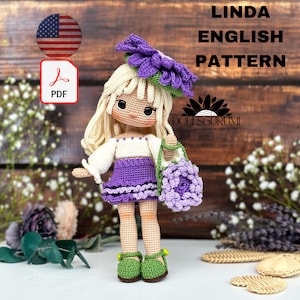 Amigurumi Pattern Linda Doll Crochet Gifts Plush Printable PDF Tutorial English