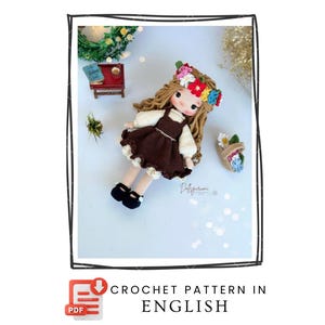 Patrón Amigurumi Muñeca Perla Regalos de Crochet Peluche Imprimible Tutorial PDF Inglés