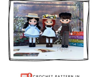 Amigurumi Pattern Anne, Gilbert, Diana Doll Crochet Gifts Plush Printable PDF Tutorial English