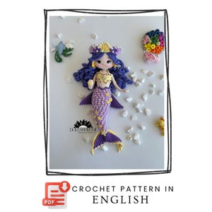 Amigurumi Pattern Mermaid Jolie Doll Crochet Gifts Plush Printable PDF Tutorial English