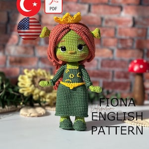 Amigurumi Pattern Fiona Doll Crochet Gifts Plush Printable PDF Tutorial English