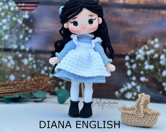 Amigurumi Pattern Diana Barry Doll Crochet Gifts Plush Printable PDF Tutorial English