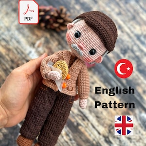 Modello Amigurumi Yusuf Nonno Bambola Regalo all'uncinetto Peluche PDF stampabile Tutorial Inglese