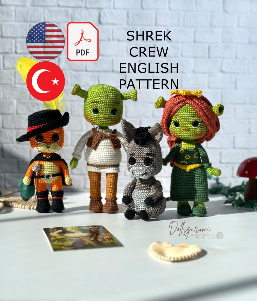 Amigurumi Pattern Shrek Crew Crochet Gifts Plush Printable PDF Tutorial ...