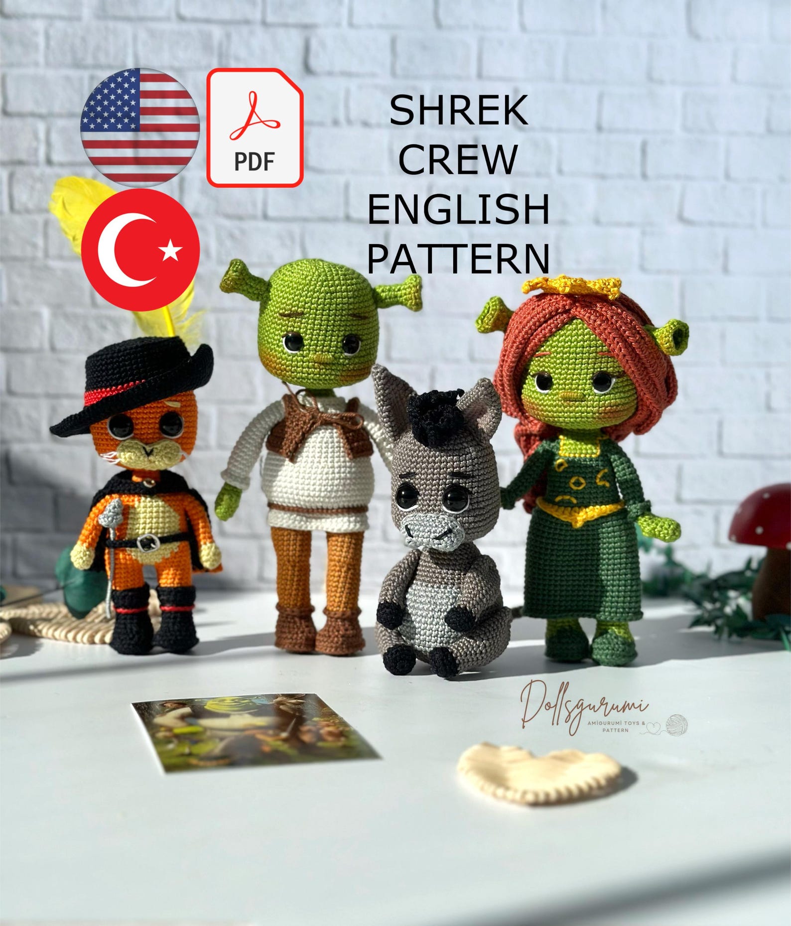 Amigurumi Pattern Shrek Crew Crochet Gifts Plush Printable PDF Tutorial ...