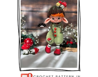 Amigurumi Pattern ELF ALDER Doll Crochet Gifts Plush Printable PDF Tutorial English