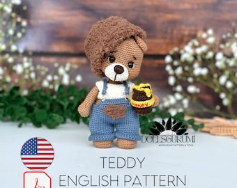 Amigurumi Pattern Teddy Bear Crochet Gifts Plush Printable PDF Tutorial English