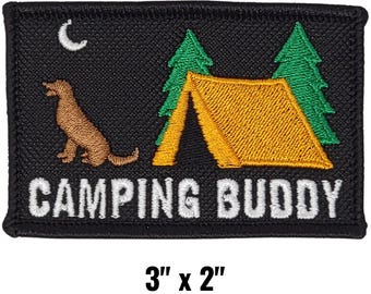 Camping Buddy Dog Patch | Embroidered Hook Fastener Patch