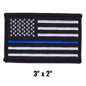 Thin Blue Line Patch | Police LEO Patch | 3&quot;x2&quot; Embroidered Patch with Hook Fasteners | Patch for Tactical Gear, Backpacks, Hats, Clothing