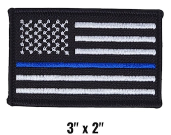 Thin Blue Line Patch | Embroidered Police Support Patch (3x2")