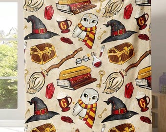 Manta Escola de Magia, Manta Mágica com Coruja, Manta Aconchegante Inspirada em Magia, Presente para Amantes de Livros