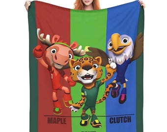 Manta com mascote da Copa do Mundo de 2026, modelo Maple Zayu Clutch Soccer Throw, manta macia infantil para fãs de futebol, decoração de quarto e presente ideal para torcedores.