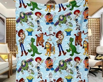 Manta inspirada em Toy Story, manta de desenho animado com um cowboy patrulheiro espacial, manta de lã infantil, presente para quarto de fã do filme