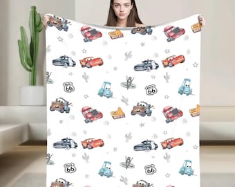 Manta de desenho animado Carros, Manta de corrida, Manta infantil de lã com estampa da Rota 66, Decoração para quarto de menino, Presente para amantes de carros