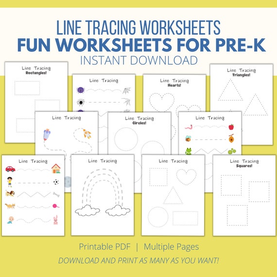 Pre Handwriting Line Tracing Worksheets, Preschool Printable