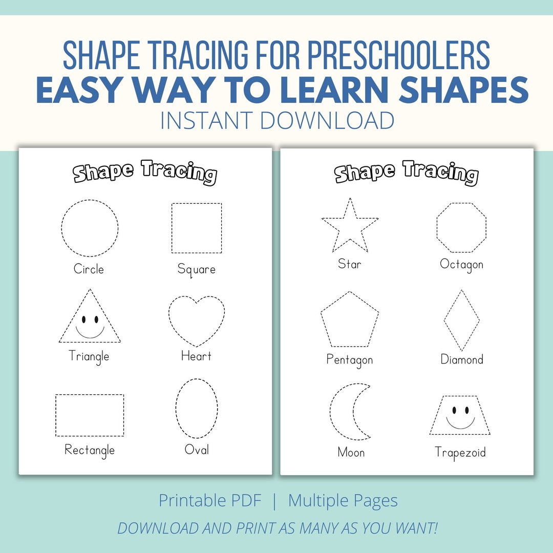 Shape Tracing Worksheets for Toddlers and Preschoolers, Basic Shapes
