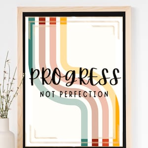 Progress Not Perfection Digital Print, Office Décor Printable Sign