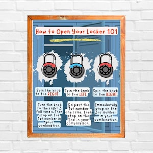 Hoe u uw kluisje kunt openen 101 - Locker-combostappen voor studenten, digitale printposter