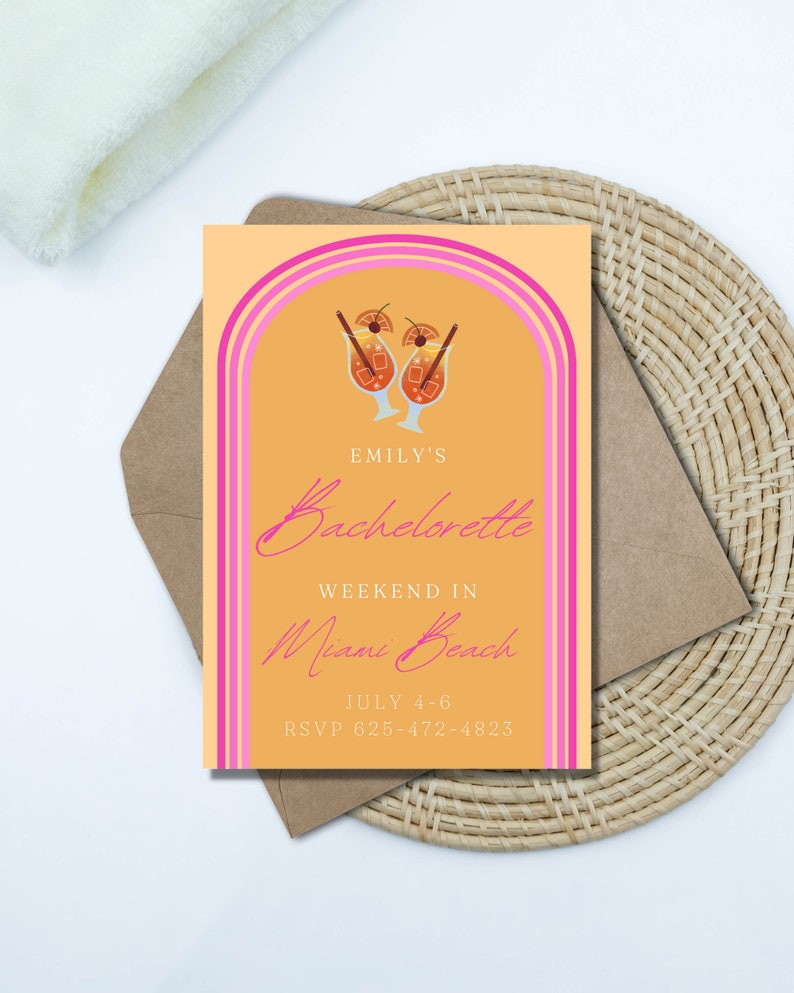 Bachelorette Invitation & Itinerary Tequila Sunrise Etsy