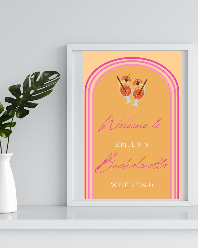 Tequila Sunrise Bachelorette Party Package, Colorful Bach Invitation