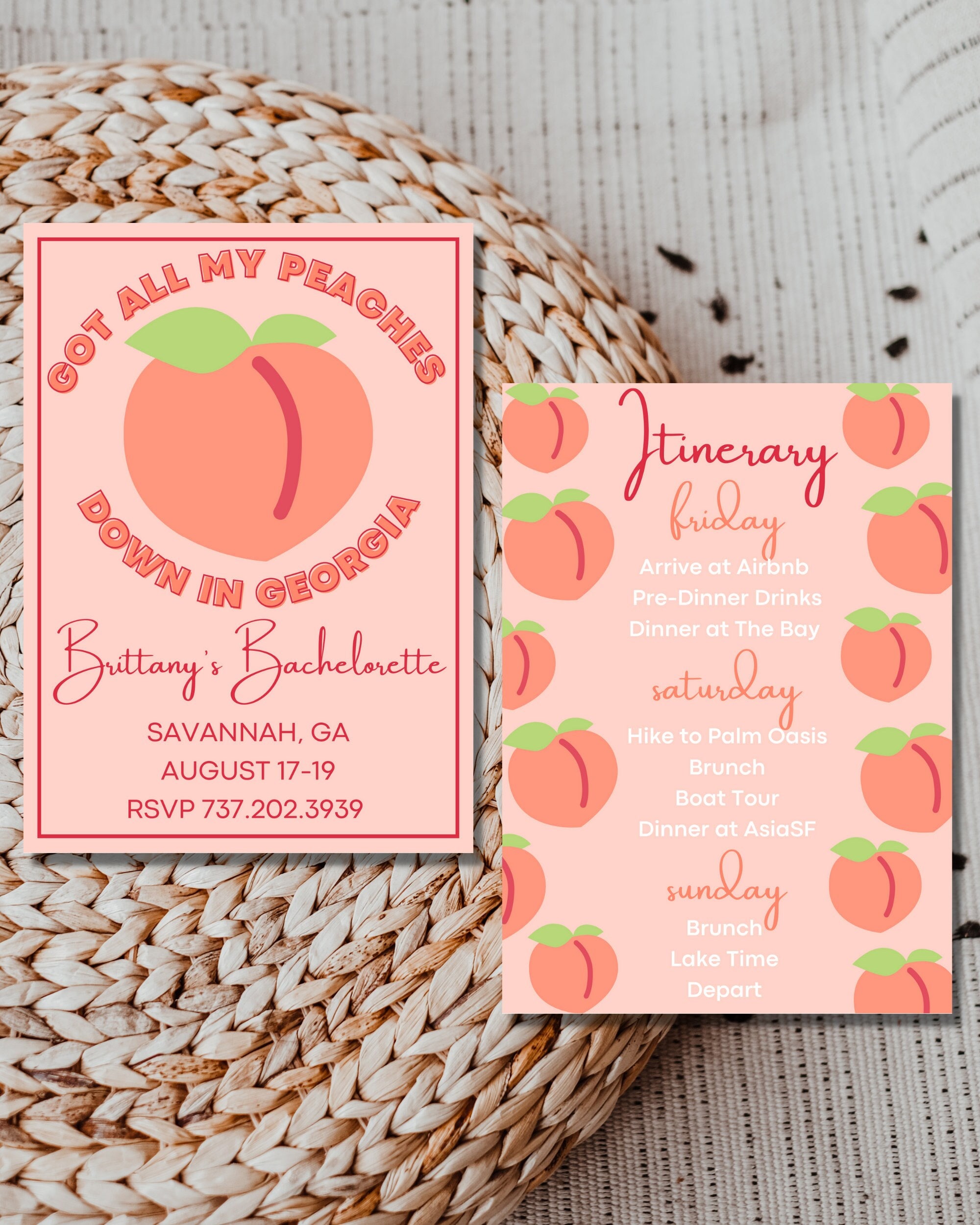 Peach Bachelorette Party Invitation & Itinerary Etsy