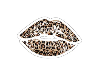 Cheetah Lips Vinyl Sticker: Girly Kiss Decal