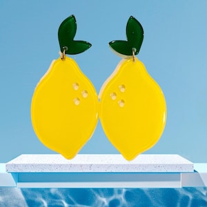 Zitronen Ohrringe: Sommer Obst Schmuck,