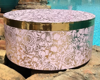 Large Gold and White Hat Box