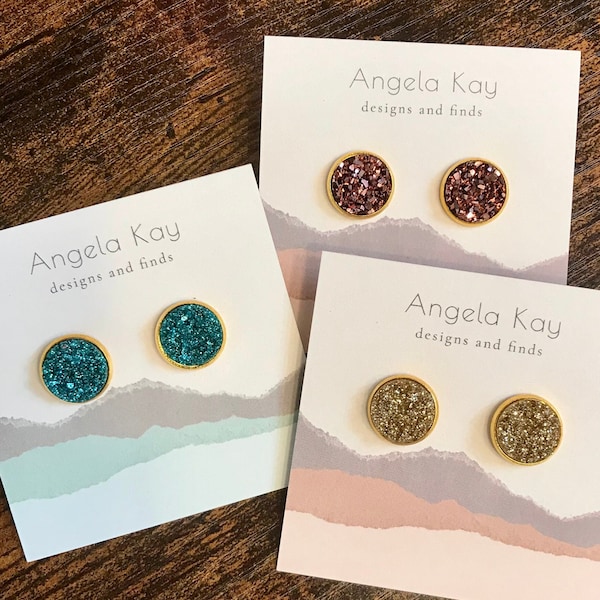 Handmade Druzy stud earrings, birthday gifts, Mother’s Day gifts