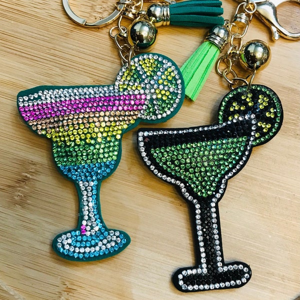 Margarita rhinestone puff keychain, tropical vacation, bridesmaid gifts, bachelorette weekends, birthday gifts