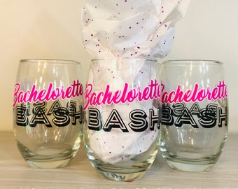 Bachelorette Bash verre à vin sans tige, fête nuptiale