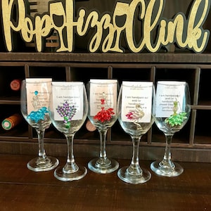 Bling rhinestone embellished wine glasses, wine lovers, boujee wine glass,