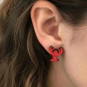 Crawfish/lobster earrings, lightweight wood minimalist design, crawfish boils, mudbugs