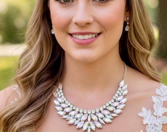 Crystal bridal necklace, formal jewelry for prom, wedding, quinceneria, bridal choker